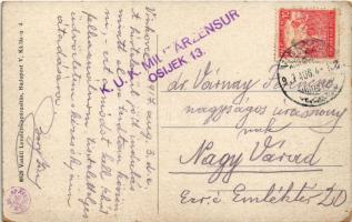 1917 Vinkovce, Vinkovci; Duga utca, Posta, gyógyszertár. Vasúti levelezőlapárusítás 8829. / street v...