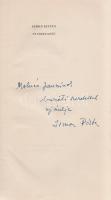 Simon István: Pacsirtaszó. Versek. 1949-1957. (Dedikált.) Budapest, 1958. Magvető Könyvkiadó (Békésmegyei Nyomdaipari Vállalat Gyomai Telepe). 181 + [11] p. Egyetlen kiadás. Dedikált: ,,Molnár Jancsinak szeretettel ajánlja: Simon Pista." Oldalszámozáson belül Würtz Ádám négy színes grafikája. A kötéstábla verzóján Gy. Szabó Béla által rajzolt Ex libris. Tezla 4525. Poss.: Molnár János. [Molnár János helytörténész, kecskeméti népművészeti és könyvgyűjtő, a kecskeméti Katona József Társaság vezetőségi tagja, számos magyar író, költő erdélyi úti kalauza, számos erdélyi költő, író kecskeméti házigazdája az 1960-1980-as években.] Aranyozott gerincű kiadói egészvászon kötésben.