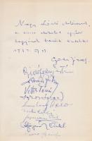 Gazsi József: Egy zászlóalj krónikája. Ellenállók Angyalföldön. Budapest, 1972. Zrínyi Katonai Kiadó (ny.) 366 + [6] p. Egyetlen kiadás. Dedikált: ,,Nagy László elvtársnak, a XIII/1 alakulat egykori tagjának baráti tisztelettel. 1974. II/13. Gazsi József, Gidófalvy István, Vétek Tóni, Török Loránd, Szádeczky Béla, Szepesvári Béla", valamint további négy aláírás. A partizánhistória nagyja egykori visszaemlékezések nyomán készült, a Budapest ostroma alatt Angyalföldön és Újpesten tevékenykedő félhivatalos XIII/1-es Kiska-zászlóalj ellenállási történetéről számol be. A possessor számos aláhúzásával és néhány széljegyzetével. Kiadói nyl-kötésben, javított kiadói védőborítóban. Jó példány.