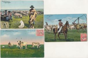 5 db RÉGI magyar népviseletes TCV képeslap vegyes minőségben / 5 pre-1945 Hungarian folklore postcards in mixed quality