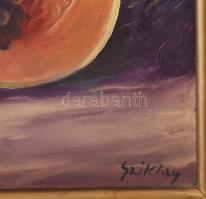 Sziklay jelzéssel: Csendélet. Olaj, karton. Dekoratív fakeretben. 40x50 cm