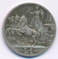 Olaszország 1913R 1L Ag "III. Viktor Emánuel" T:XF patina Italy 1913R 1 Lira Ag "Vitt...