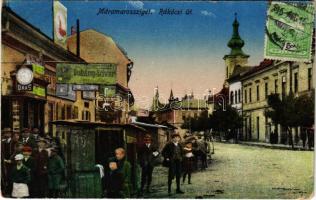 1915 Máramarossziget, Sighetu Marmatiei; Rákóczi út, Dohány és szivar, órás üzlet / street, tobacco and watch shop (r)