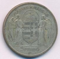 1930. 5P Ag "Horthy jobbra" T:F patina Adamo P8