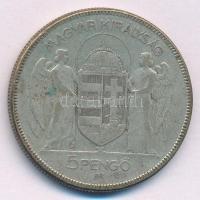 1930. 5P Ag "Horthy jobbra" T:F patina Adamo P8