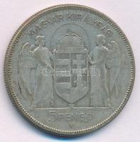 1930. 5P Ag "Horthy jobbra" T:F patina Adamo P8