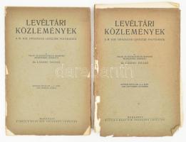 Levéltári Közlemények. A Magyar Országos Levéltár folyóirata.7. évf, 1-2, 3-4. szám. Szerk. dr. Csánki Dezső, Bp., 1929 . Magyar Országos Levéltár.. Kiadói kissé sérült papírborítóban, felvágatlan