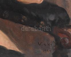 Viski János (1891-1987): Női portré, 1934. Olaj, vászon, jelezve jobbra lent, apró sérüléssel, 80x60...