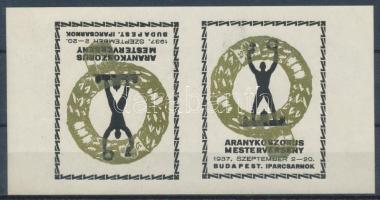 1937 Aranykoszorús mesterverseny fordított állású emlék kisív pár / inverted souvenir sheet pair