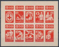 ~1942 Vöröskereszt 10f vágott adománybélyeg 10-es kisívben / Hungarian imperforated charity stamp in mini sheet of 10