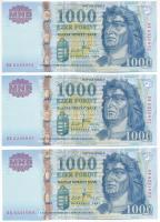 2007. 1000Ft (3x) közeli sorszámokkal T:UNC