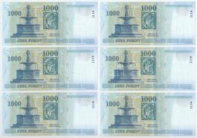 2007. 1000Ft (6x) sorszámkövetők, közte egy egyugrású sorszámkövetővel "DB 7840803 - DB 7840807...