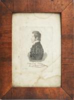 cca 1840 Mikanovich Antal Fiumei Követ rézmetszetű portréja, üvegezett keretben, foltos 11x16 cm