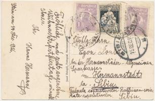 1926 Garat, Stein, Stena, Dacia (Brassó); Ev. Schule, Kirche und Pfarrhaus A.B. / Evangélikus templo...