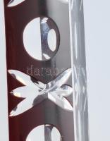 Csiszolt üveg váza. Jelzés nélkül, kopással, m: 21 cm