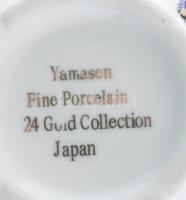 Yamasen japán 24k arannyal díszített cukortartó és tejkiöntő, díszdobozban. Jelzett, hibátlan