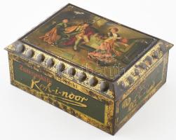 Koh-i-noor nyomókapcsok illusztrált fém doboz, kopással, 17x22x9cm