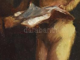 Iványi Grünwald Béla (1867-1940): Festő és aktmodellek. Olaj, vászon, jelezve jobbra lent. Restaurál...