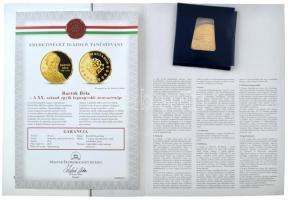 ifj. Szlávics László (1959-) 2011. "Nagy Magyarok / Bartók Béla" aranyozott Cu emlékérem tanúsítvánnyal (40mm) T:PP