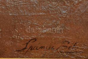 K. Spányi Béla (1852-1914): Holdfényes táj. Olaj, vászon, jelezve jobbra lent: Spányi Béla. Hátoldal...