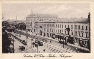 Kraków with Hotel Europejski, tram, inn, department store and the shop of Kurkiewicz