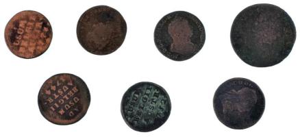 7db-os gyenge tartású holland rézpénz tétel, közte Osztrák Németalföld / Belgium 1744. 1l Cu "Mária Terézia" T:F 7pcs of mixed dutch copper coin lot in rather poor condition, in it Austrian Netherlands / Belgium 1744. 1 Liard Cu "Maria Theresia" C:F