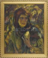 Feszty Masa (1895-1979): Hölgy portréja, 1920-as évek. Olaj, vászon. Jelezve jobbra lent: Feszty Masa. Sérült. Proveniencia: Tichy Kálmán grafikus hagyatékából. 59,5x49,5 cm. Fakeretben. / oil on canvas, signed, damaged, framed