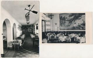 Szeged - 2 db képeslap: Hági söröző, magyar szoba, belső (13,9 x 8,6 cm). Öreg-Kőrössy halászcsárda (15,1 x 10,1 cm) egyes minőségben