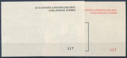 2000/7A3+7A4 100 éves a Turul rajzolatú bélyeg emlékívpár (15.000) / souvenir sheet pair