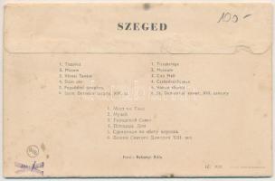 Szeged. Leporellofüzet 6 lappal. Tisza híd, Múzeum, Városi Tanács, Dóm tér, Fogadalmi templom, Szent...