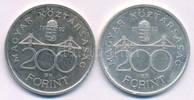 1992. 200Ft Ag "MNB" (2x) T:AU,XF 
Adamo F13