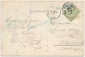 1907 Petrozsény, Petrosani; Boli barlang vasútállomás. Herz Arnold kiadása / railway station near Pe...