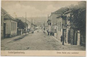 1917 Székelyudvarhely, Odorheiu Secuiesc; Orbán Balázs utca a vashíddal. Sterba Ödön kiadása / street, bridge (EK)