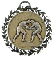 1929. Jelzett Ag birkózó díjérem "SGA" gyártói jelzéssel, "Miskolc bajnoka 1935". Szign.: Berán (15,6g/0.800/30mm) T:XF