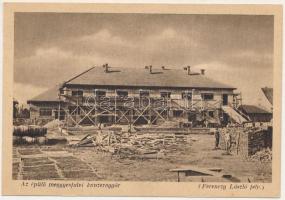 Meggyesfalva, Mureseni; Az épülő konzervgyár. Erdélyrészi Hangya Szövetkezet kiadása, Ferenczy László felvétele / construction of the canning factory