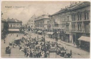 1919 Szeged, Klauzál tér, piac, üzletek (ázott / wet damage)