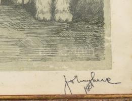 Olvashatatlan jelzéssel: Macskák és rákok. Rézkarc, jelzett, üvegezett keretben 18x24 cm