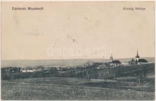 1921 Micske, Misca; Község látképe templomokkal / churches (fl)