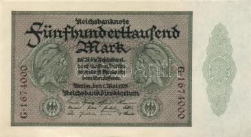 Német Birodalom / Weimari Köztársaság 1923. 500.000M birodalmi nyomat, sorszám kétszer szerepel az előlapon T:I