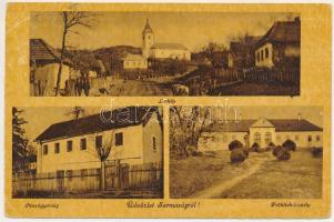 1943 Sarmaság, Sarmasag; látkép, templom, Pénzügyőrség, Frőhlich kastély / general view, church, finance guard and customs office, castle (EK)