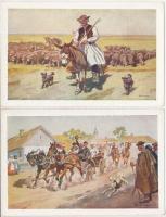 2 db RÉGI Benyovszky motívum képeslap: magyar népéletből / 2 pre-1945 Hungarian folklore motive postcards