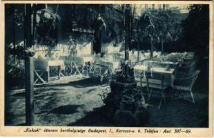 Budapest I. Tabán, Kakuk étterem kerthelyisége. Kereszt utca 6. (EK)