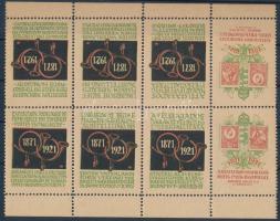 1921/3ba Félszázados a magyar levélbélyeg emlékív (az oldalsó ívszélek hiányoznak) (12.000) / souvenir sheet without margins