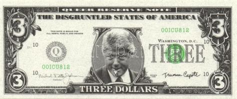 USA 1998. 3$ "Bill Clinton" + 3$ "Hillary Clinton" fantáziapénz T:I
