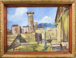 Bánfi jelzéssel: Pompeji táj. Olaj, karton, 24x33 cm Keretben