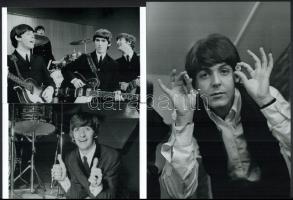 cca 1968 előtt készült felvételek a Beatles együttesről, Fekete György (1904-1990) budapesti fényképész hagyatékából 3 db modern nagyítás, jelzés nélkül, 21x15 cm és 10x15 cm