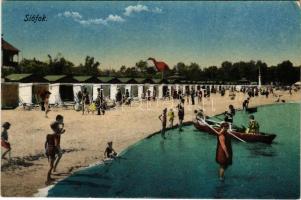 Siófok, Balatoni strand, fürdőkabinok (EK)