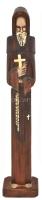 Figurális asztali kegytárgy. Faragott fa, műanyag, kopással, m: 42 cm
