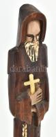 Figurális asztali kegytárgy. Faragott fa, műanyag, kopással, m: 42 cm