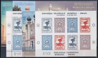 2000/E3aa-E7a Románia-Izrael bélyegkiállítás (Kolozsvár) 6 db-os erdélyi kiadású emlékív garnitúra (12.000) / souvenir sheet collection of 6